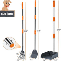 Niubya Pooper Scooper for Dogs, Metal Poop Scooper Tray Spade and Rake Set, Poop Scoop with Adjustable Long Handle, Dog Pooper Scooper for Pet Waste Removal