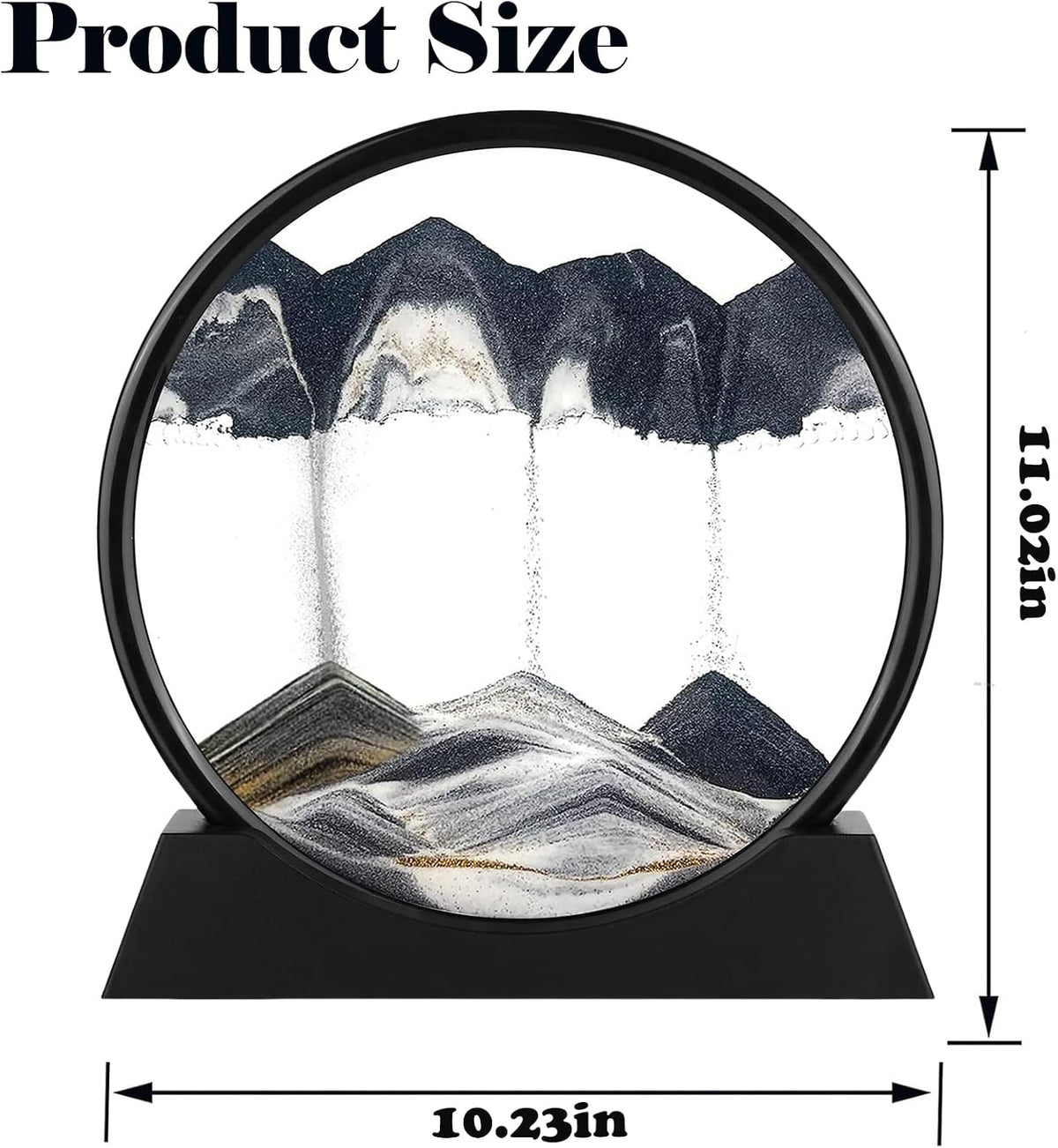 GEKETY 3D moving sand art picture in a round glass frame with layered blue sand - view 28