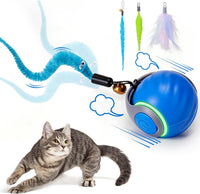Interactive Cat Toy Ball - Automatic Interactive Cat Toys for Indoor Cats with 3 Tails, 2 Speeds - 1 Pack Blue