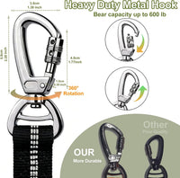 Dog Leash Heavy Duty, Bungee Leash Reflective Car Seat Belt for Dogs Brown – Essentials for Dogs - Black - image 2