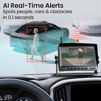 RV Backup Camera, Vehicle Backup Camera with AI Detection, 1080P Backup Cameras, 7'' Waterproof Wireless Backup Camera with DVR Recording & Night Vision for Car, Van, SUV, Truck, Trailer
