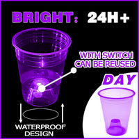 mishunyus 24-pack purple LED glow party cups, 16 oz plastic - view 21