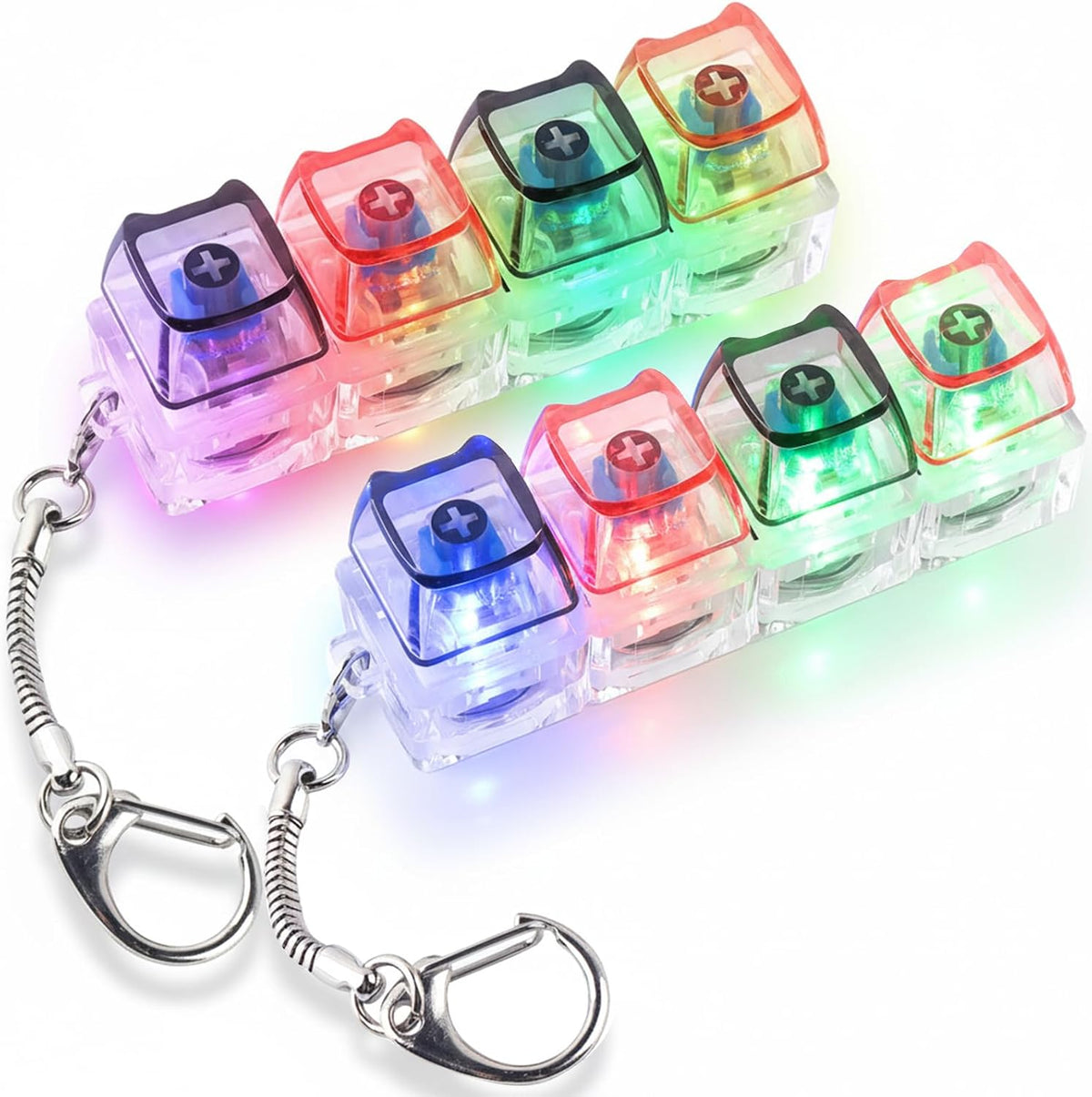 TYRIXKI 2 keyboard fidget toys, black and white heart shape clicker keychains - view 4