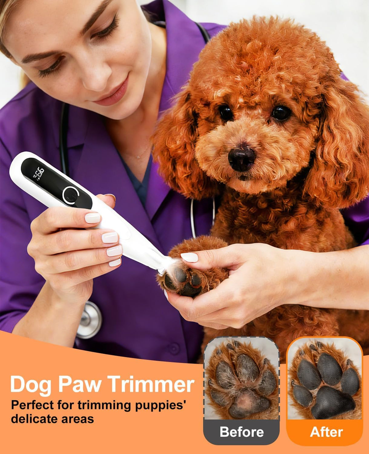 IREDOON cordless dog paw trimmer with LED light and grooming kit - view 2
