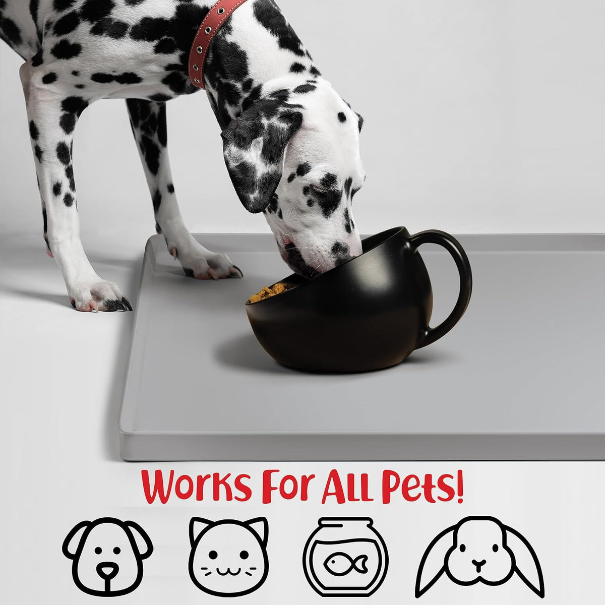 DogBuddy Dog Food Mat, Waterproof Silicone Pet Bowl Mats with Raised Edge – Essentials for Dogs - 28"L x 18"W / Mist - image 3