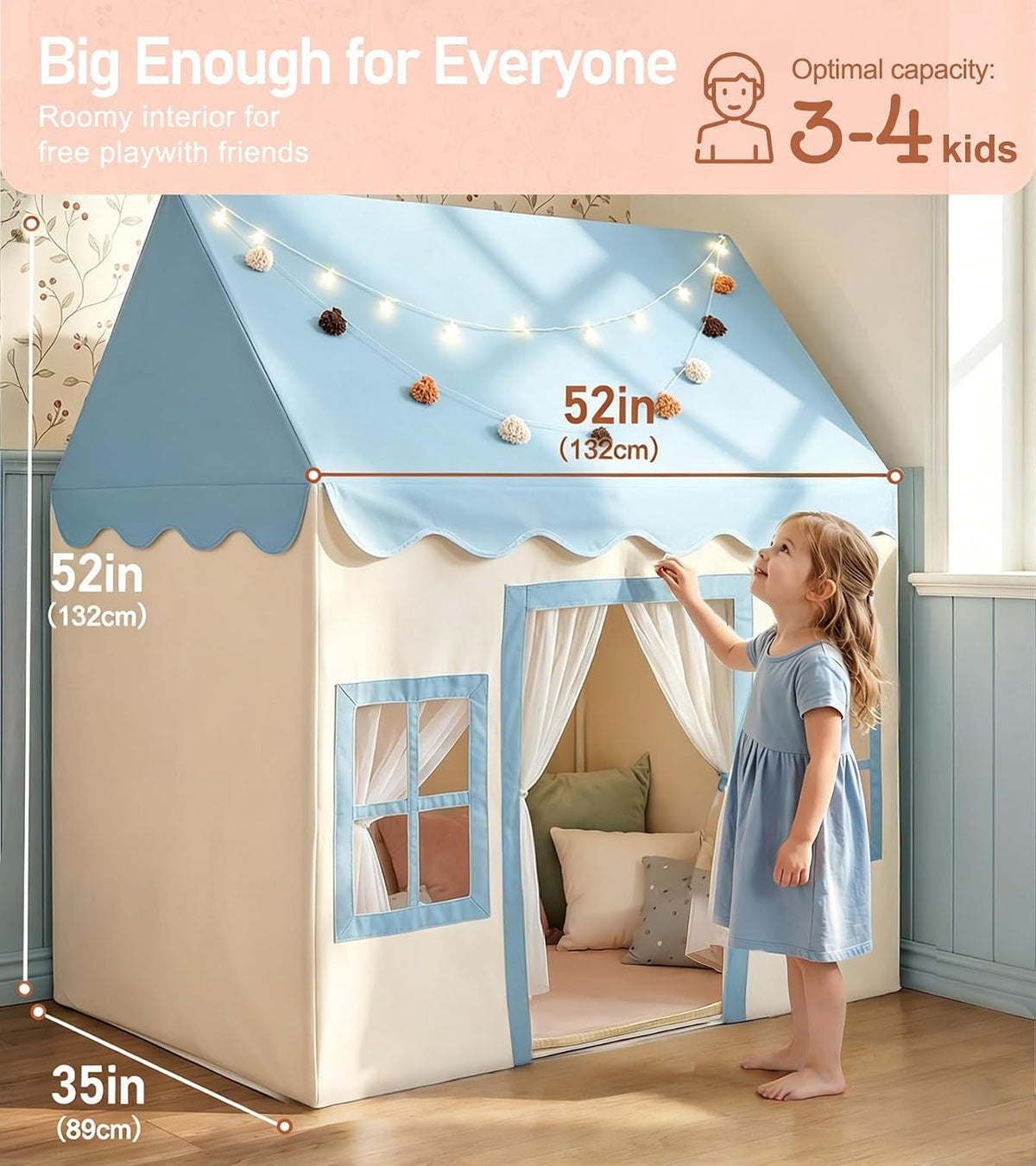 Little Dove Kids Play Tent with Mat - Blue Play Tent / Large Size - image 2