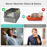 Enclosed Stainless Steel Cat Litter Box with Lid, XL Extra Large Litter Box for Big Cats, Metal Litter Pan High Sided, Never Absorbs Odors, Anti-Urine Leakage, Easy Cleaning, Include Scoop