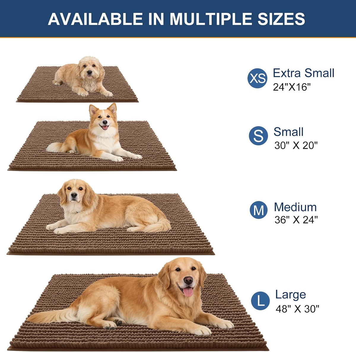 OLANLY Dog Door Mat for Muddy Paws 30x20 - 44" X 24" / Mocha - image 2