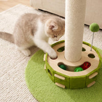 Tall Cat Scratching Post for Indoor Cats Adults with Carpet - White & Green / Medium - image 2
