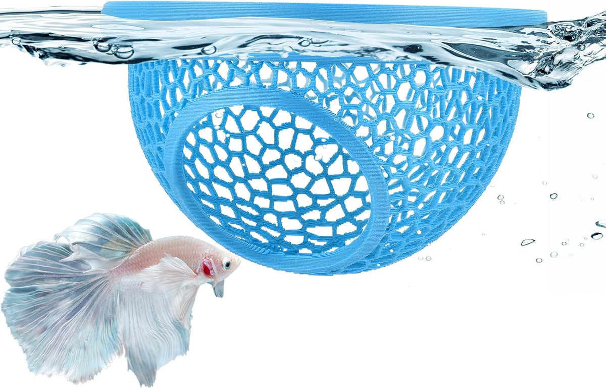 Floating Betta Hide & Shrimp Cave, 3D Printed Aquarium Decor - Blue
