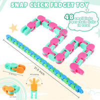 Sotiff wacky tracks fidget toys, 60 pack of clicking snap link chains in assorted colors - view 3