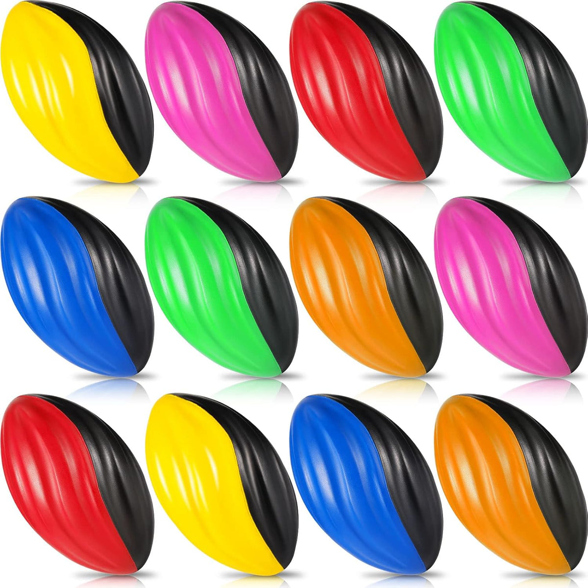Jerify mini foam footballs for kids, 12 soft 5 inch spiral balls in 6 two-tone colors - view 3