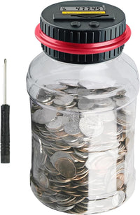 Large Piggy Banks for Adults, Digital Counting Money Jar - Red