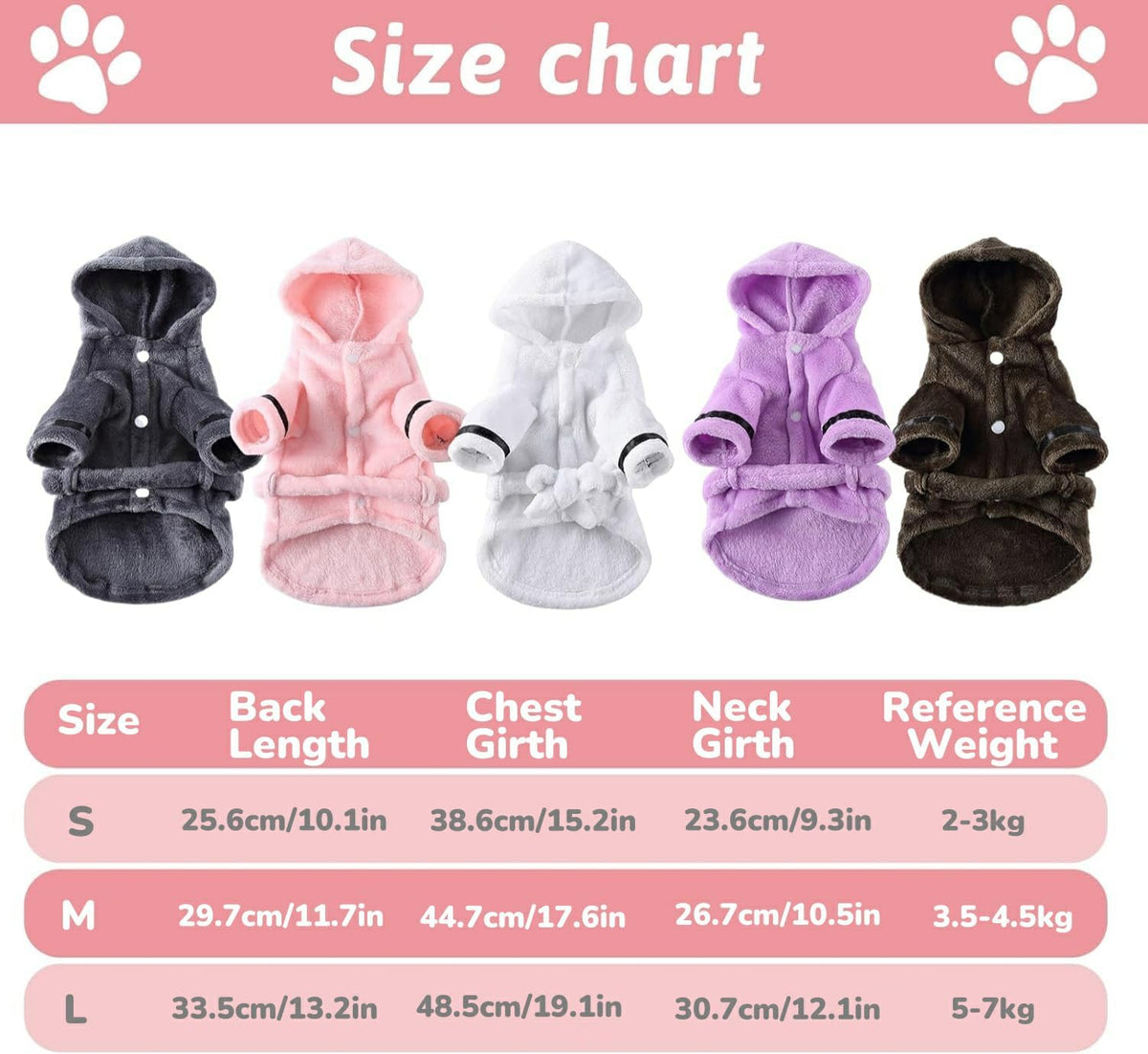 Pet Bathrobe Dog Pajama, Thickened Hooded - Grey / Medium - image 3