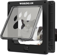 Wordcam X-Large Robust Cat Door for Interior/Exterior - Black / X-Large