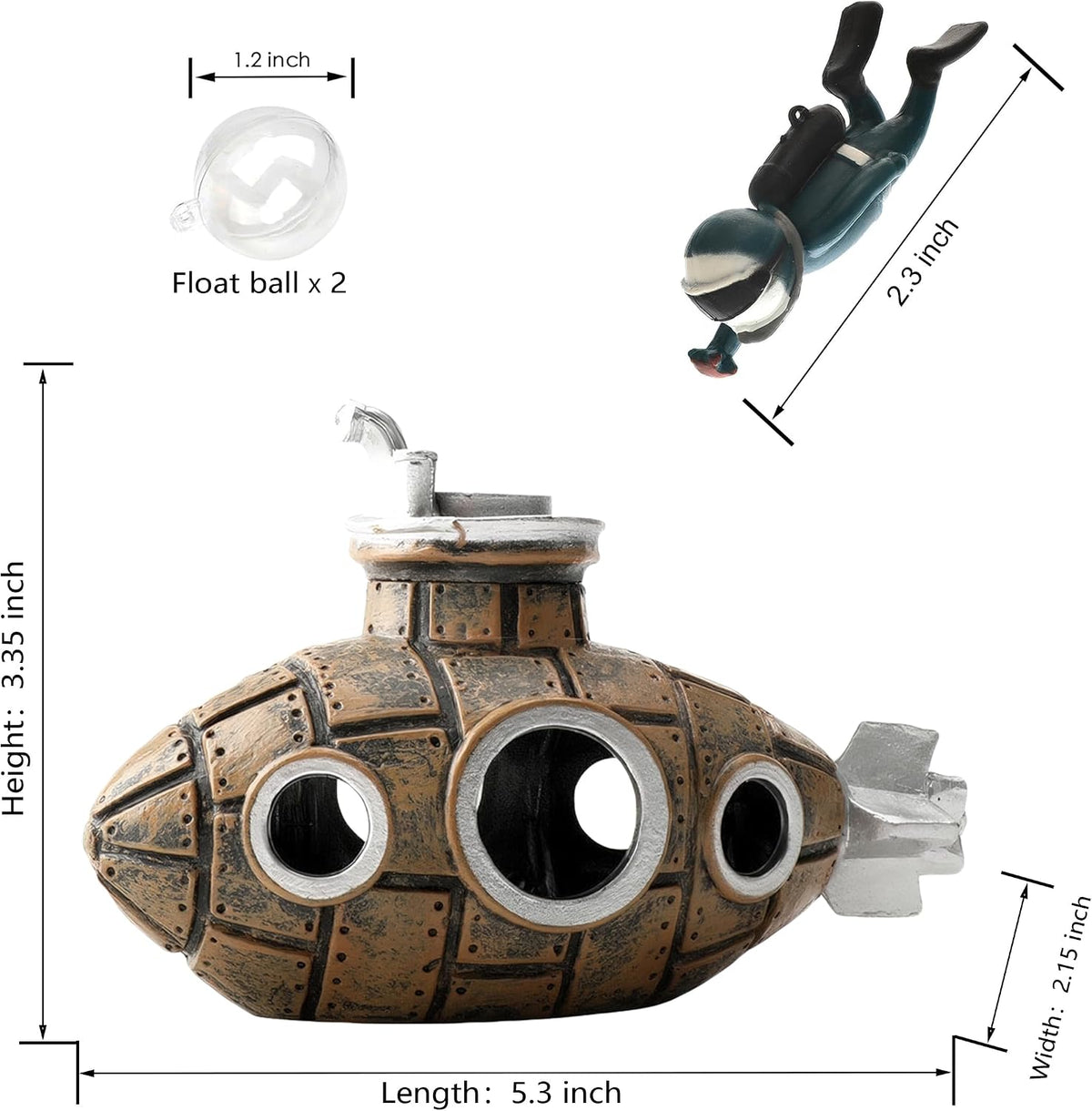 2-Pack Floating Little Diver - Brown Submarine&diver - image 3