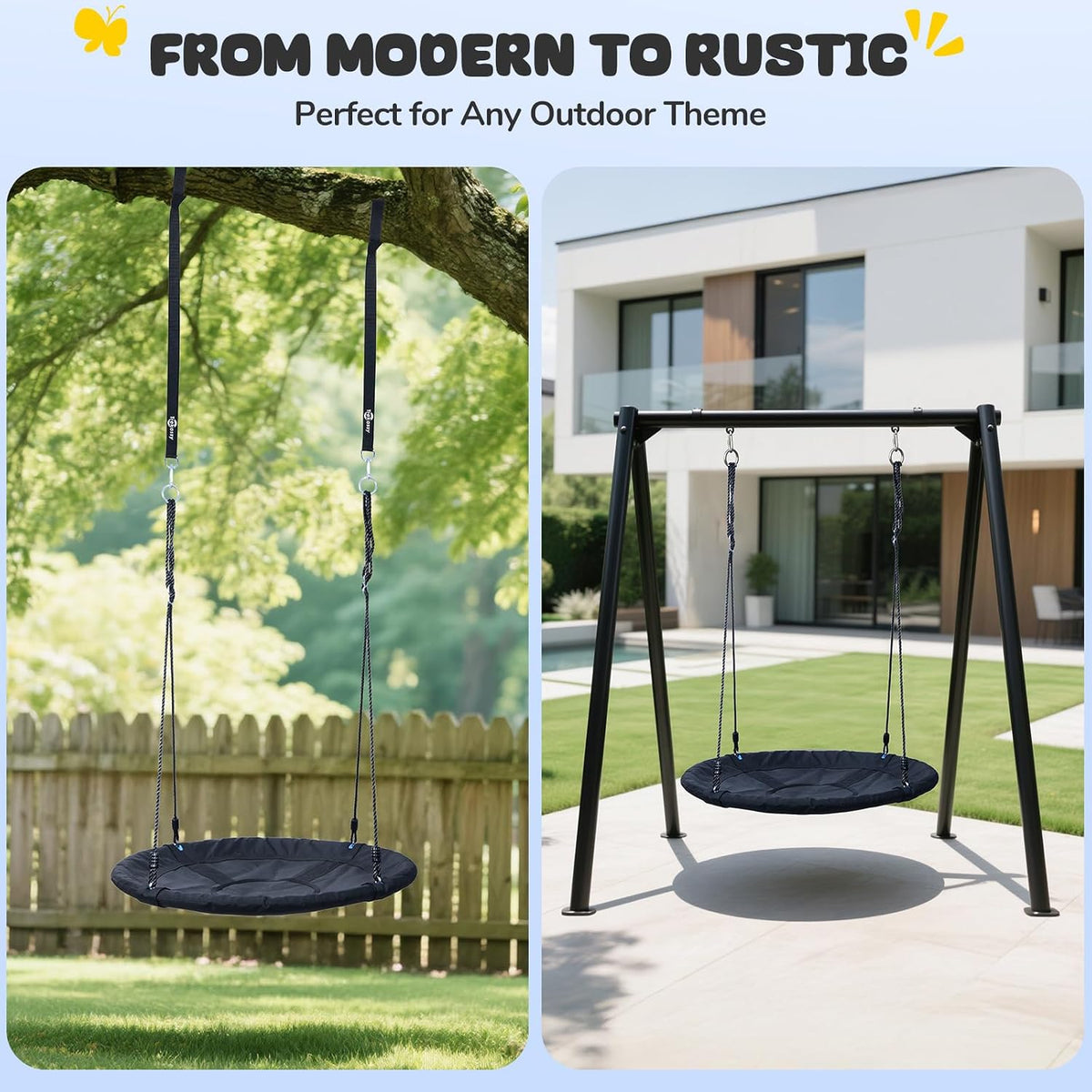 Trekassy 40" Saucer Tree Swing - Black - image 4