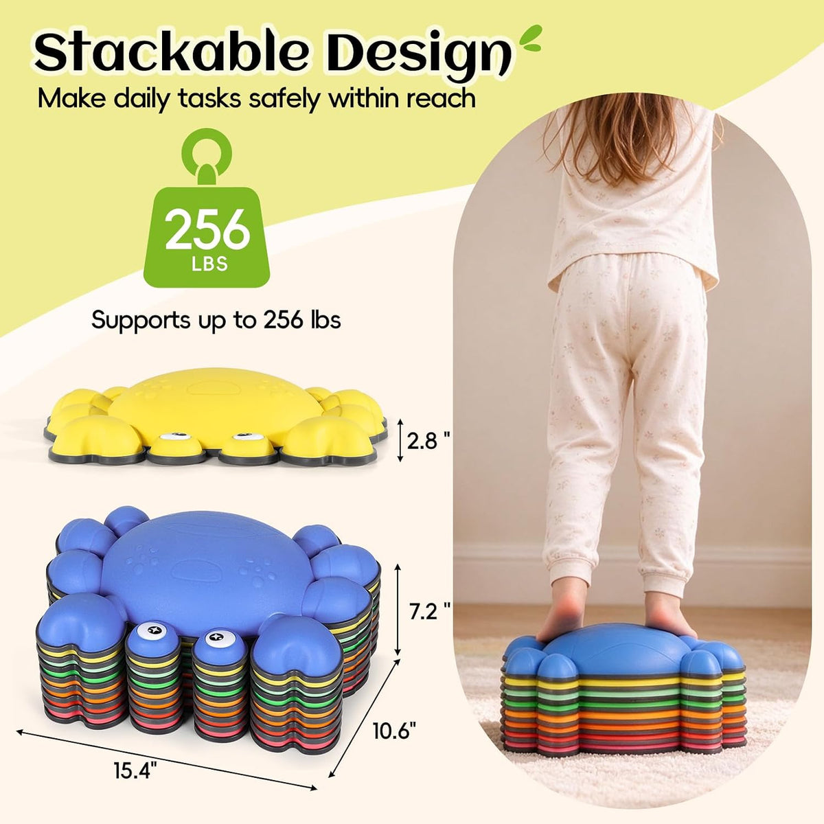 TOPNEW crab balance stepping stones for kids in bright colors, set of 6 - view 32