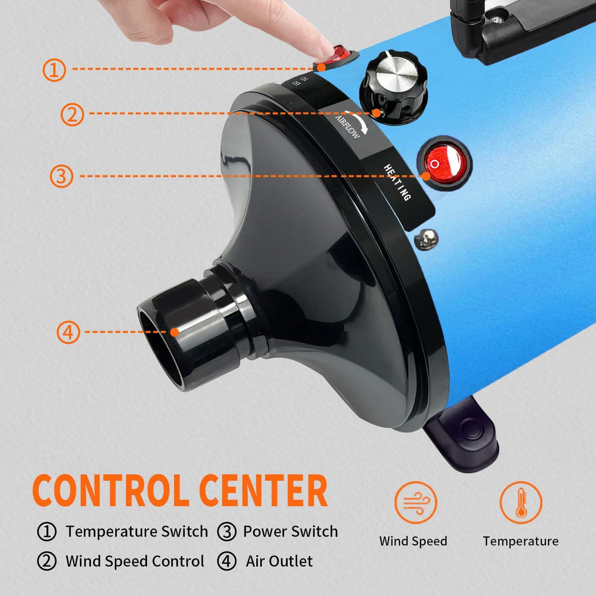 Dog Dryer for Pet Grooming, High-Velocity Force Blow Dryer – Essentials for Dogs - Blue - image 4