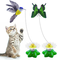 Yisquar Electric Bird & Butterfly Teasing Cat Toy 2PCS Interactive Bird Toy for Cats Interactive Cat Toys Automatic Electric Butterfly 360°Rotating Kitten Toys Fun Flying Birds Cats Play Chase
