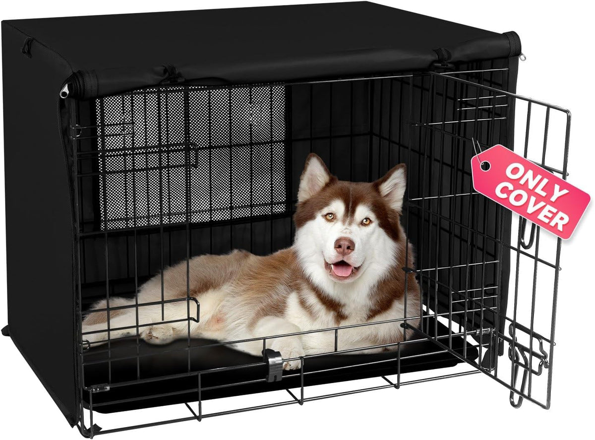 Dog Crate Cover, Kennel Covers Fit for 30 Inch Dogs Crate - Black (with window) / 36 Inch