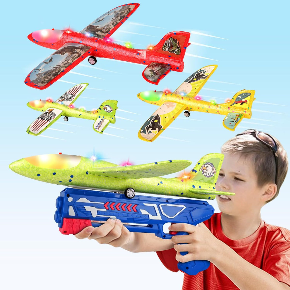 Aiencsai Airplane Launcher Toy - Red&yellow&green