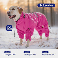 Full Body Dog Coat,Warm Dog Fleece Jackets with Harness Built in Windproof Dogs Snowsuit Zip up Pet - Rose Red / Large - image 2