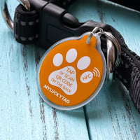 MYLUCKYTAG NFC&QR Code Personalized Dog Cat Tag - Paw,orange - image 2