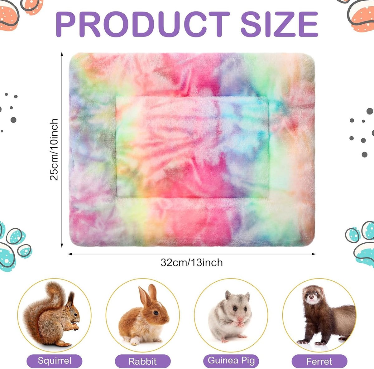 Haull 4 Pcs Waterproof Guinea Pig Bedding Mat, 13 x 10 - Tie Dyed / 13 x 10 Inch - image 2