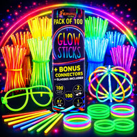 Ammy Glow Sticks Bulk Party Pack-100 Pack Glow Sticks - 100 Pack