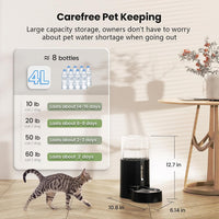 CZPET 5L Gravity Water Bowl Dispenser for Cats and Dogs – Essentials for Dogs - Black / 4L - image 2