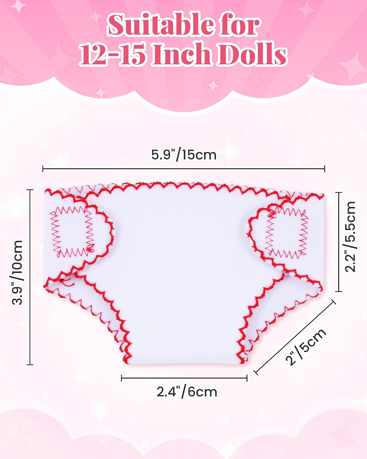 BABESIDE 6 reusable baby doll diapers in assorted prints for 12 to 15 inch dolls - view 3