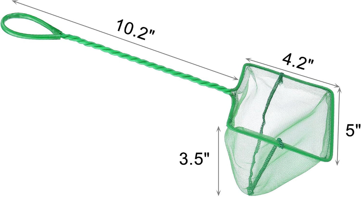 2 Pack Aquarium Fish Net Fine Mesh Quick Catch Tank Skimmer 5 Inch – Essentials for Fish - Green / 5" (2-Pack) - image 2
