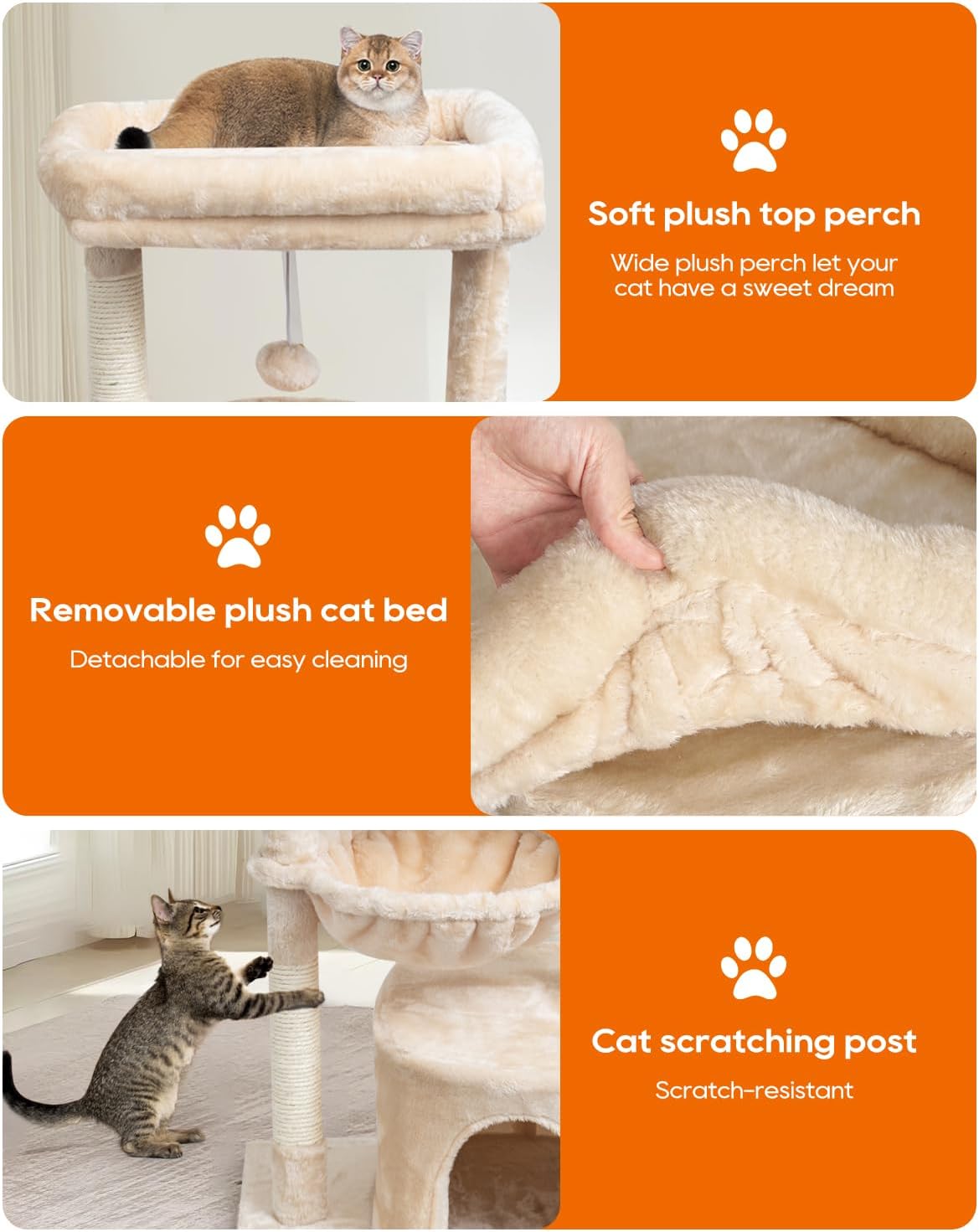SYANDLVY Small Cat Tree for Indoor Cats - 29.6" / Beige - image 4