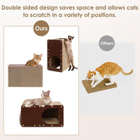 EHEYCIGA Cardboard Cat Scratcher House - 20x11.5x10.5inch / Dark Brown - image 3