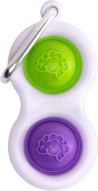 Fat Brain Toys Simpl Dimpl popping fidget keychain in Purple/Lime with silicone bubbles