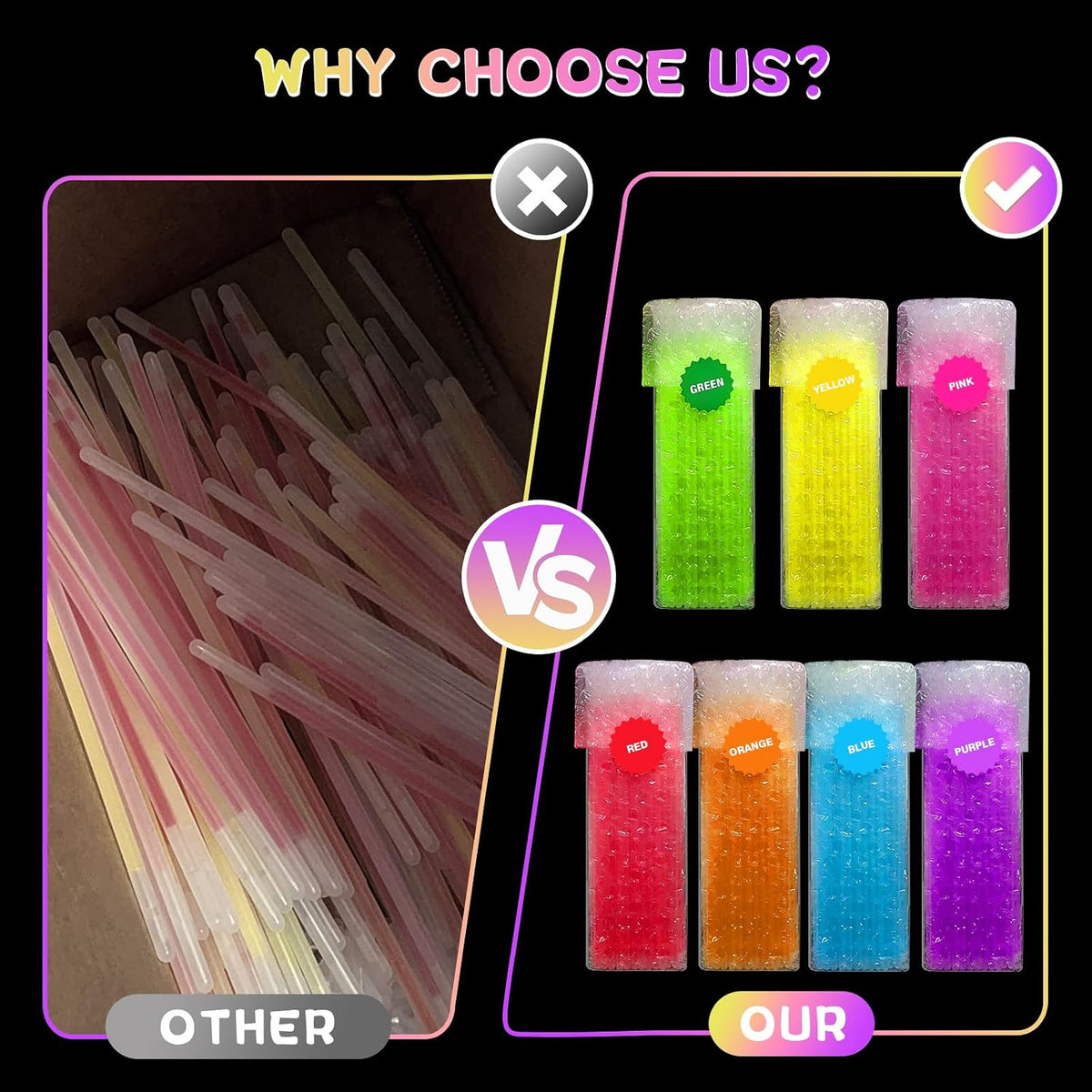JICUICUI Glow Sticks Bulk Party Pack - 500pro glow sticks - image 2