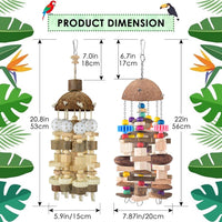 KATUMO Bird Toy, Large Parrot Natural Wooden Blocks Chewing Toy Suits for African Grey Cockatoos - Plastic ball+Nutshell - image 2