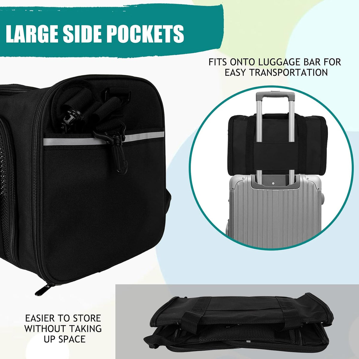 Top tasta Dog Cat Carrier Pet Carriers for Small Medium Large Cats - 18.0"L x 11.0"W x 11.0"H / Black - image 3