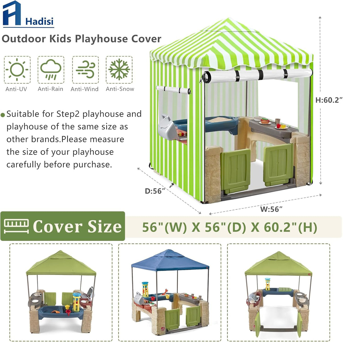 Hadisi black 600D waterproof outdoor kids playhouse cover with zippered front door - view 27