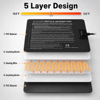 Aiicioo Reptile Heating Pad - 8" X 12"(16W) - image 3