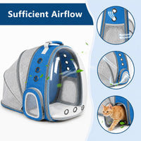 Expandable Cat Carrier Backpack with Bubble Window - Blue - image 4