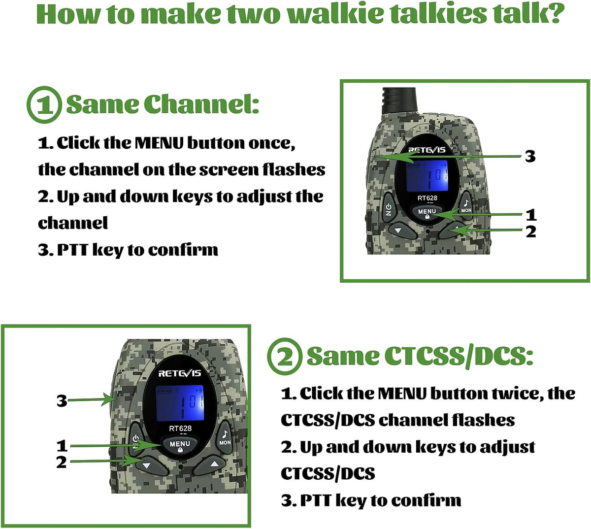Retevis RT628 Walkie Talkies for Kids - Camouflage / 2 - image 4