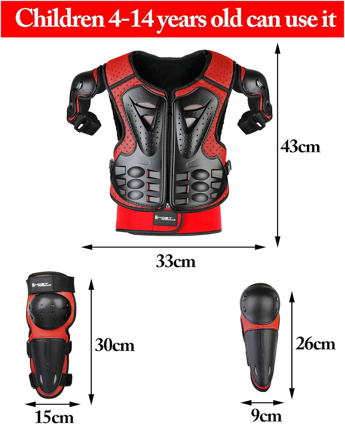 JUSTDOLIFE youth dirt bike gear set with chest protector, knee and elbow pads - view 19