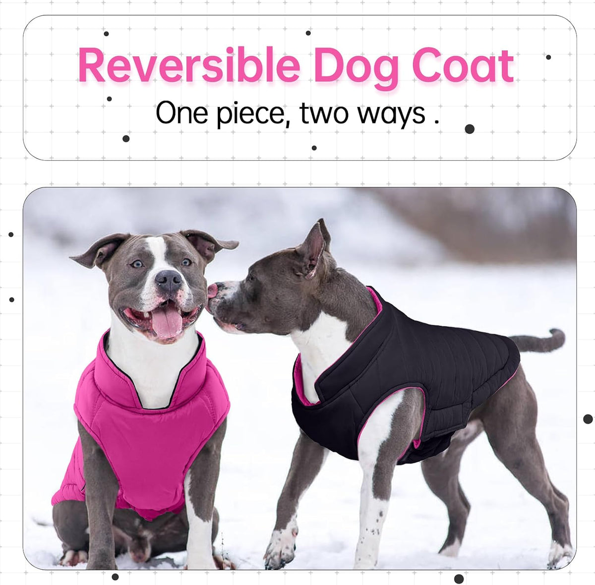 Lelepet Reversible Dog Coat Windproof Dog Jacket Lightweight Puffer - Extra Large / Rose Red - image 2