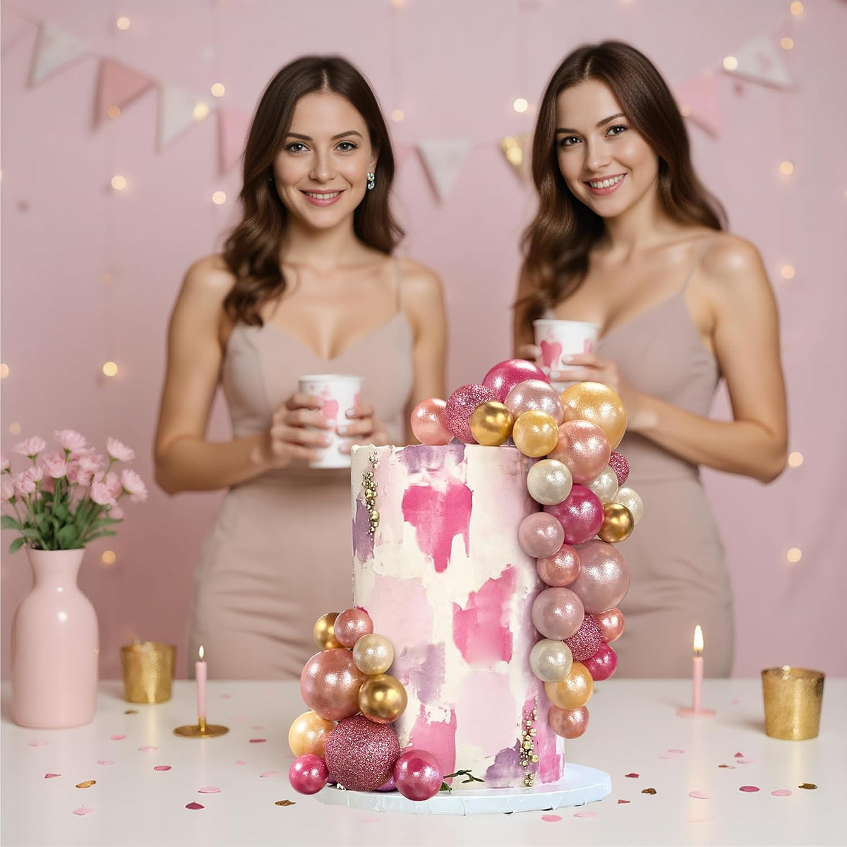 RASSLISA ball cake toppers, 56 plastic pearl balls in three sizes for cake decorating - view 9