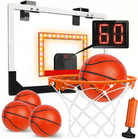 TOY Life Basketball Hoop Over The Door Basketball Hoop – Fun for Kids & Family - White-Score-LED