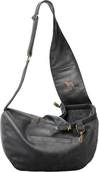 Noah & Paw Dog Sling Carrier for Small Dogs 5-18lb - Charcoal (Leather) / 18.0"L x 10.0"W x 5.5"H