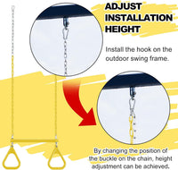 AOBOTE 16.5-inch trapeze swing bar with coated chains and snap hooks - view 5