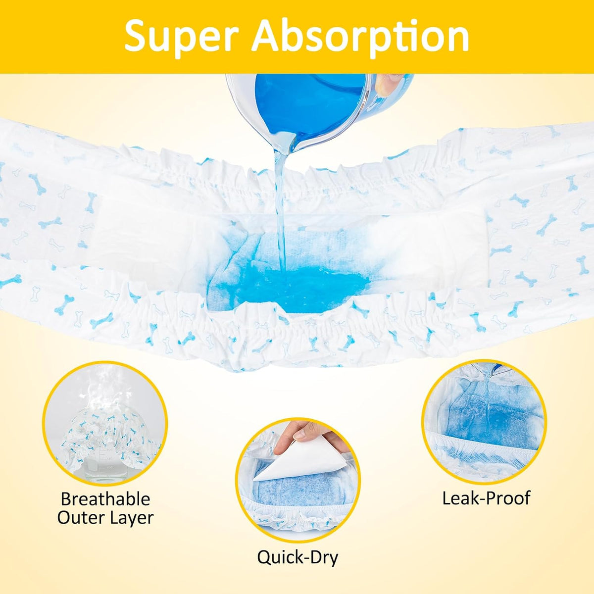 Dono Disposable Male Dog Diapers with Wetness Indicator - S 48count - image 3